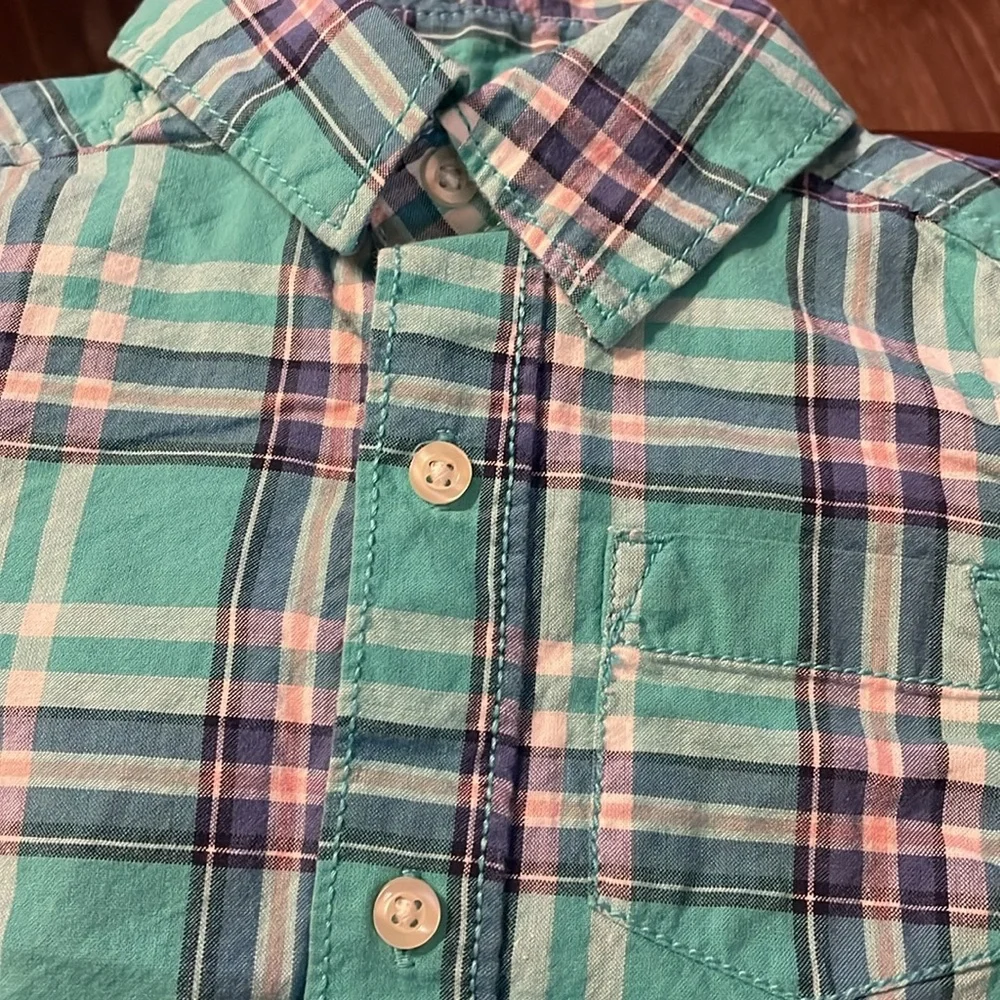 Carter's button-down long sleeve plaid shirt 24M